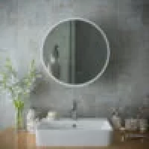 miroir rond blanc avec armoire modern
