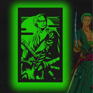 ZORO illuminé Art mural RGB Led Anime Wall décoration