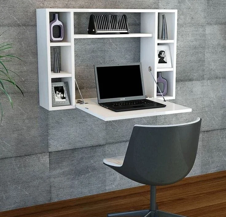 Bureau mural suspendu modern en blanc