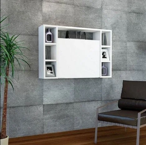 Bureau mural suspendu modern en blanc