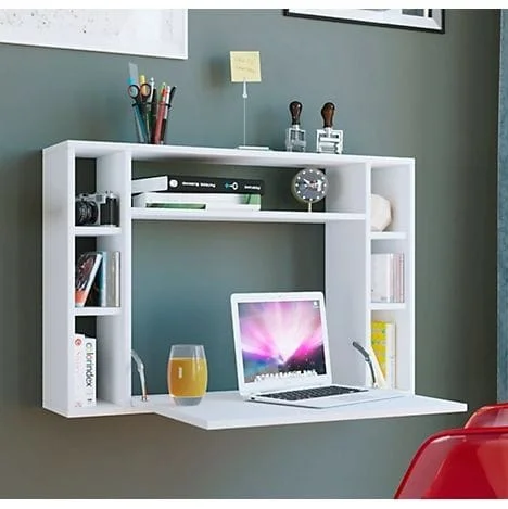 Bureau mural suspendu modern en blanc