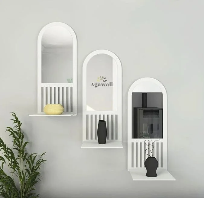 3 miroir ovale avec étager design modern en BLANC