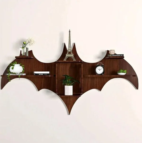 Étagère murale de forme Batman en bois -étagère à livres