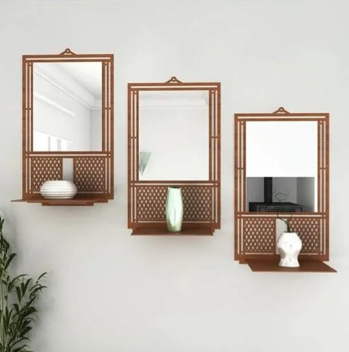 3 Miroir Décoratif Murs avec Élégant en Mdf