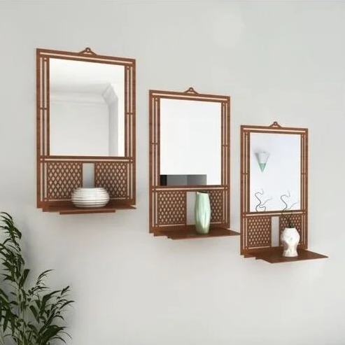 3 Miroir Décoratif Murs avec Élégant en Mdf