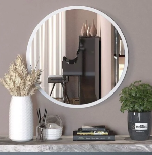 Miroir rond avec cadre en Bois, design moderne.