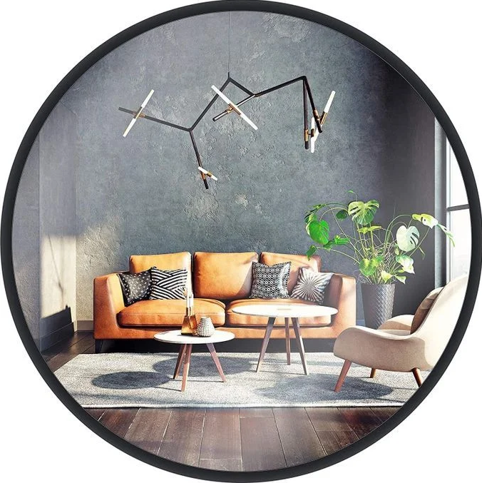 Miroir rond avec cadre en aluminium, design moderne (60 cm-noir)