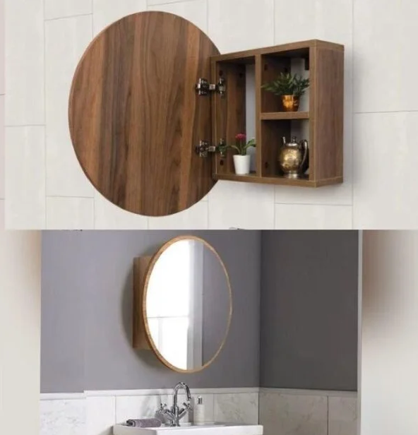 miroir rond avec armoire modern