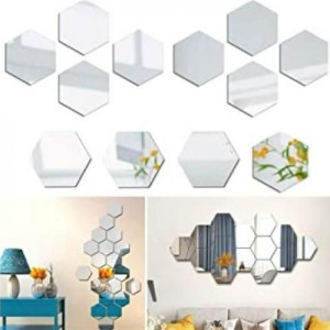 10 pcs miroir Lina hexagonal de décoration 21*18 Argenté