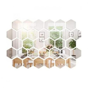 10 pcs miroir Lina hexagonal de décoration 21*18 Argenté