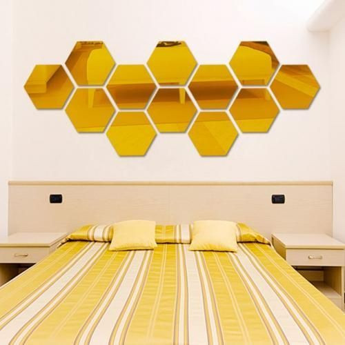 10 pcs miroir Lina hexagonal de décoration 21*18 Doré