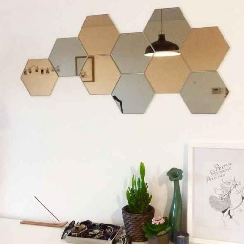 10 pcs miroir Lina hexagonal de décoration 21*18  -Or et argenté