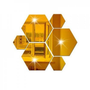 6 miroir hexagonal de décoration - 6 pièce doré