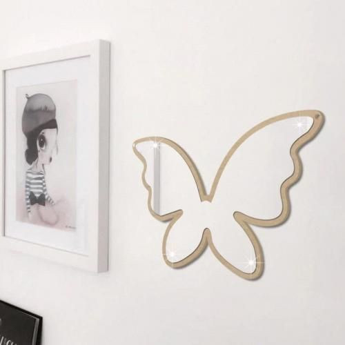 Miroir Papillon argenté - Décoration murale chambre d'enfant