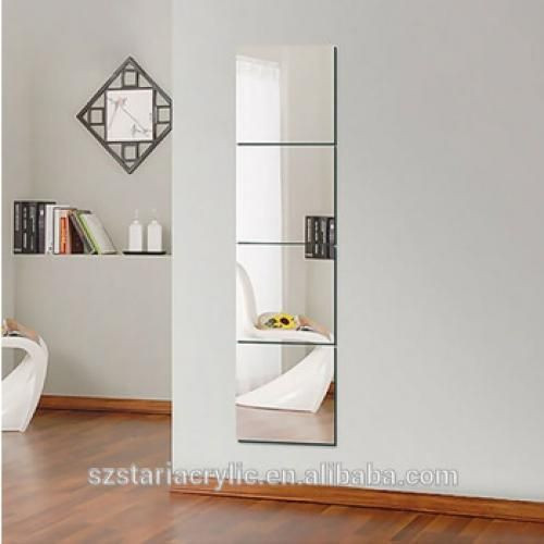 4 pcs de miroir carré de décoration argenté