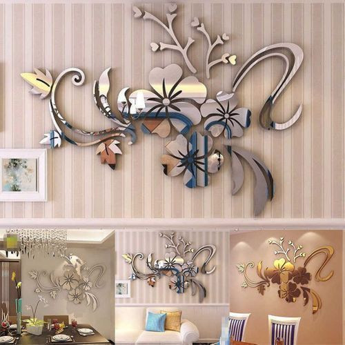 3D Mirror Flower Art Wall Acrylic Mural Arganté