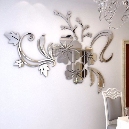 3D Mirror Flower Art Wall Acrylic Mural Arganté