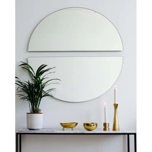 Miroir Rond Demi-lune Décoratif Deux Pièces Cercle Miroir Design