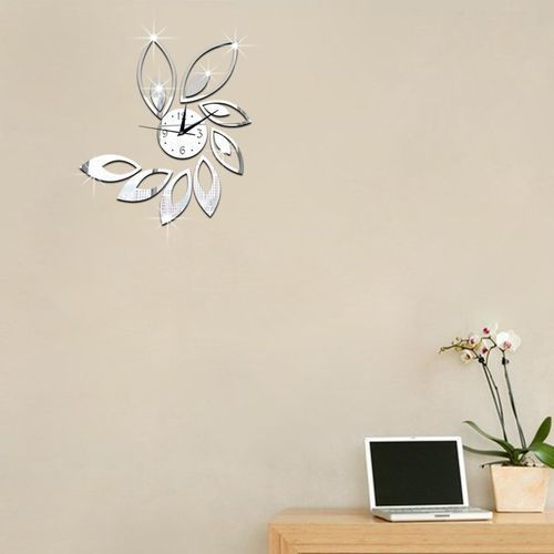 Horloge murale Abdo acrylique Simple   Horloge murale miroir fleur