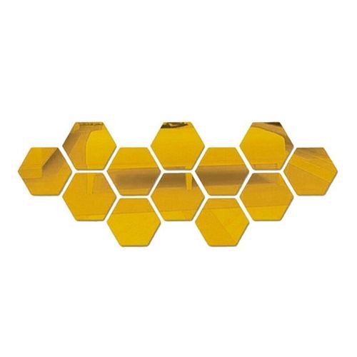 15 pcs de miroir Abdo hexagonal de décoratioN Doré 10*11.5