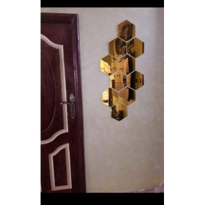 10 pcs de miroir Abdo hexagonal de décoration Doré