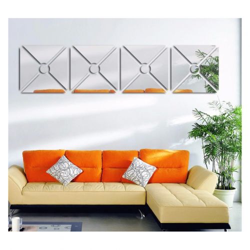 Abdo - 4 pcs de miroir moderne style carré de décoration Argenté