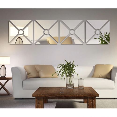 Abdo - 4 pcs de miroir moderne style carré de décoration Argenté