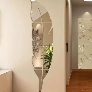 GRAND MIROIR ABDO MURAL PLUME DE PIGEON : 100cm x 25cm