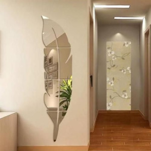 ABDO -  miroir plume de décoration argente  73cm x 18cm
