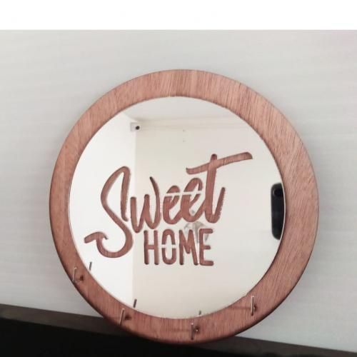 ABDO- Porte clés murale -  sweet home Argenté Miroir 4C