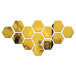 ABDO- miroirs dorés  hexagonale de décoration 10 pcs de "11.5/10 cm"