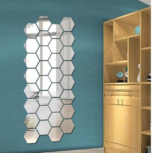 10 pièces miroir hexagonal de décoration argenté 11.5/10.5 cm