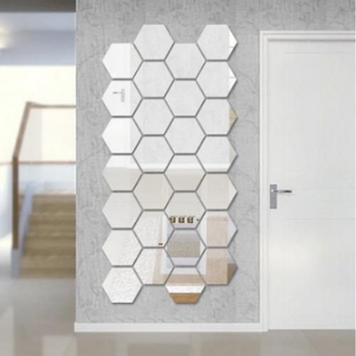 10 pièces miroir hexagonal de décoration argenté 11.5/10.5 cm