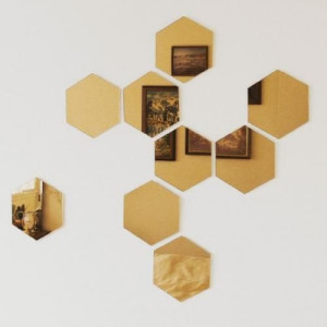 10 pièces de Miroir Décoration Hexagonal -Doré