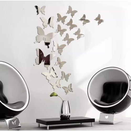 20 pièces  papillon de décoration - miroir Argenté