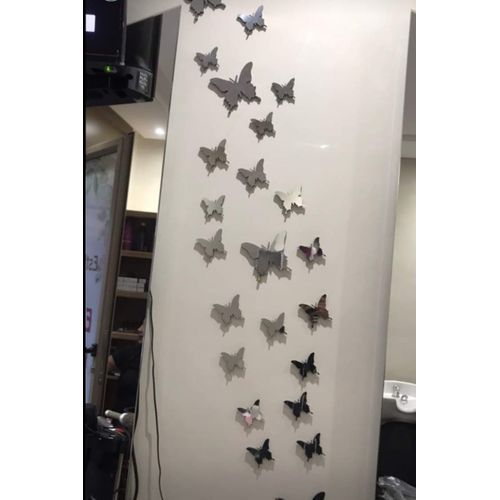 20 pièces  papillon de décoration - miroir Argenté