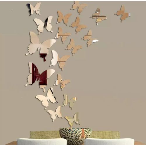 20 pièces  papillon de décoration - miroir Argenté