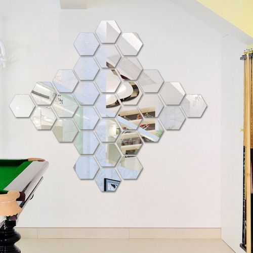 15 pcs de miroir Abdo hexagonal de décoration argenté 10*11.5