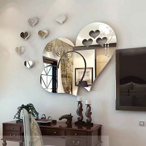 7 miroir cœur de décoration argenté