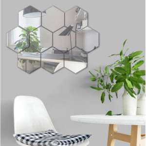 10 pcs de miroir hexagonal de décoration 3D