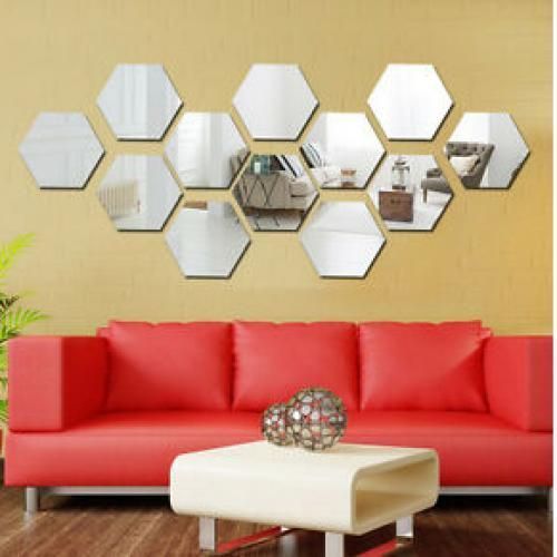 15 pcs de miroir hexagonal de décoration 3D incassable