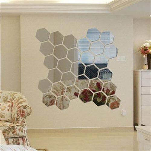 15 pcs de miroir hexagonal de décoration 3D incassable