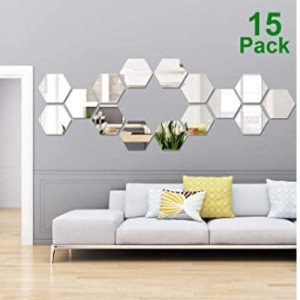 15 pcs de miroir hexagonal de décoration 3D incassable