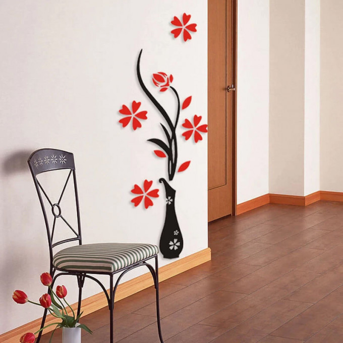 Décoration murale en forme de vase noir et rouge