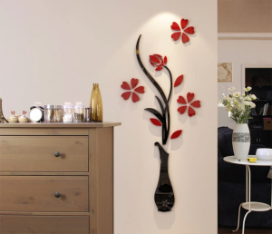 Décoration murale en forme de vase noir et rouge