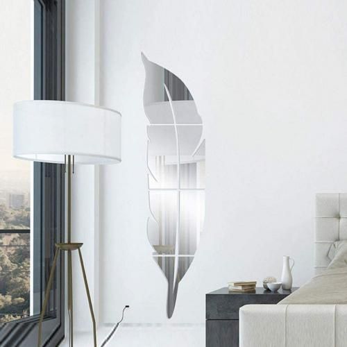 SILVER- miroir plume de décoration argenté 150*40 cm