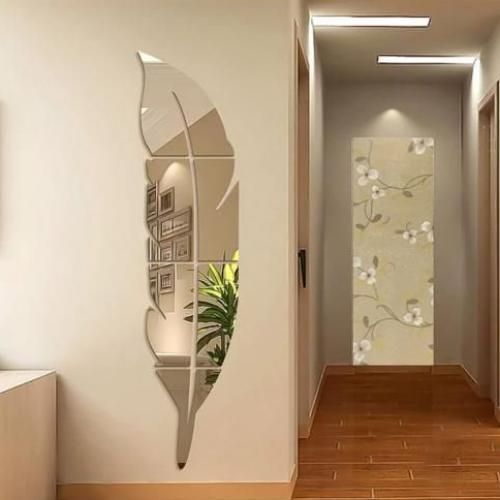 SILVER- miroir plume de décoration argenté 150*40 cm