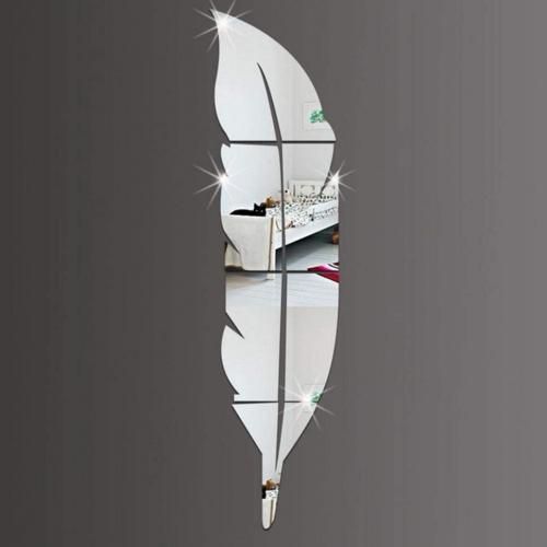 SILVER- miroir plume de décoration argenté 150*40 cm
