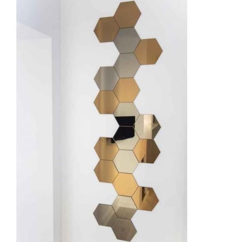 SILVER - 10 pcs miroir hexagonal de décoration 21*18  -Or et argenté