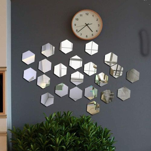 SILVER - 15 pcs de miroir hexagonal de décoration argenté 10*11.5